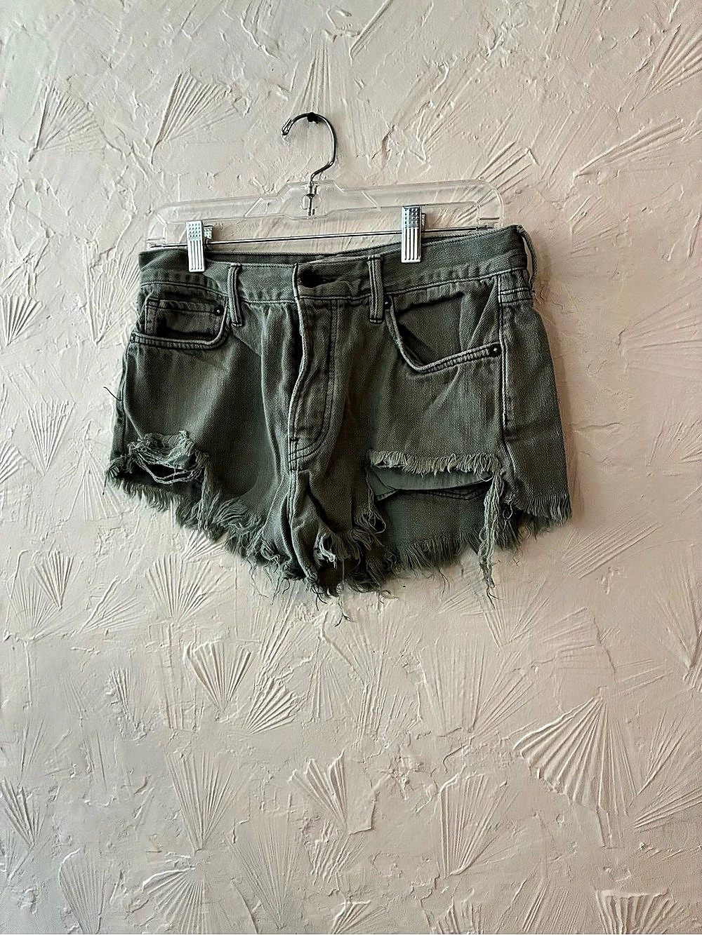 Free people Denim Shorts Distressed Jean Shorts in Green